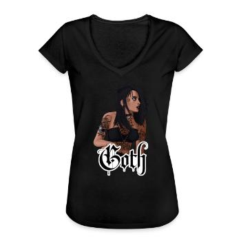 Gothic Girl at the Cemetary - Women's Vintage T-Shirt - black - Front - Danielle (179cm)