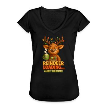 Reindeer Loading – Lustiges Weihnachts Rentier  - Frauen Vintage T-Shirt - Schwarz - Vorne