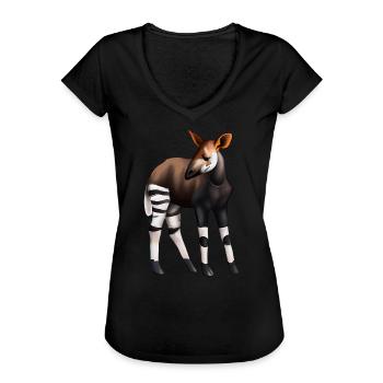 Sweet Okapi - Women's Vintage T-Shirt - black - Front - Danielle (179cm)