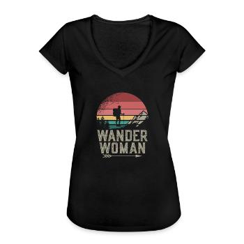 Wander Woman - Frauen Vintage T-Shirt - Schwarz - Vorne - Danielle (179cm)