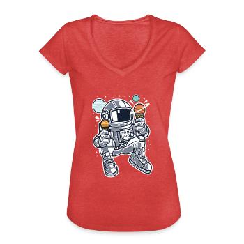 Ice Cream Astronaut - Frauen Vintage T-Shirt - Rot meliert - Vorne - Danielle (179cm)