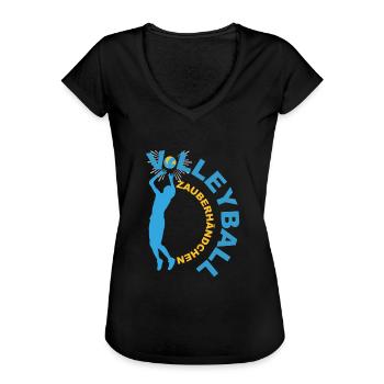Volleyball (ZauberHand-Edition) - T-shirt vintage Femme - noir - Devant - Danielle (179cm)