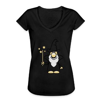 Wizard magic wand magic Hat - Women's Vintage T-Shirt - black - Front - Danielle (179cm)