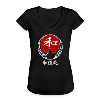 Wado Ryu Karaté Arts Martiaux Japon Vintage - T-shirt vintage Femme - noir - Devant - Danielle (179cm)