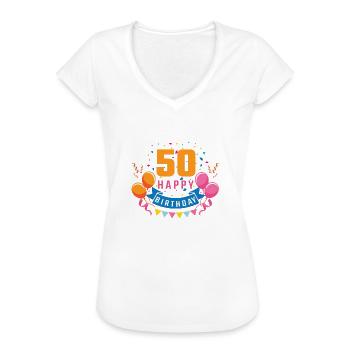 50e anniversaire de 50 ans Joyeux anniversaire cadeau - T-shirt vintage Femme - noir - Devant - Danielle (179cm)