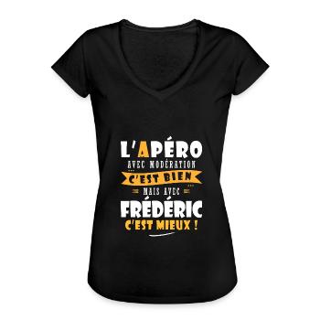 frédéric Apero T shirt Humour prénom frederic - T-shirt vintage Femme - noir - Devant - Danielle (179cm)