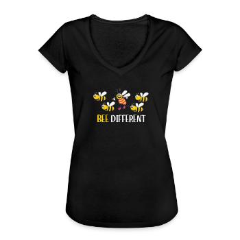 Be different - be yourself - Abeilles Bee Proverbes - T-shirt vintage Femme - noir - Devant - Danielle (179cm)