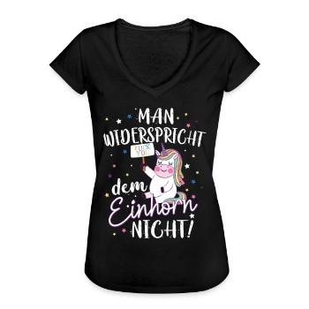 Einhorn Unicorn Spruch Fuck You - Frauen Vintage T-Shirt - Schwarz - Vorne - Danielle (179cm)