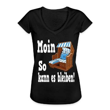 Moin So Kann Es Bleiben - Frauen Vintage T-Shirt - Schwarz - Vorne - Danielle (179cm)