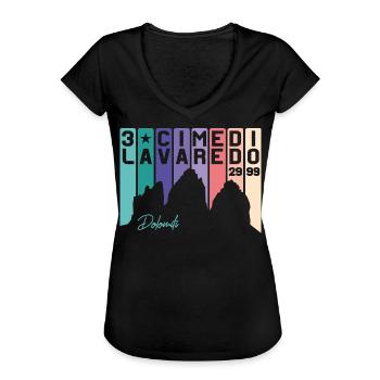 Tre Cime di Lavaredo Drei Zinnen Dolomiti Südtirol - Frauen Vintage T-Shirt - Schwarz - Vorne - Danielle (179cm)
