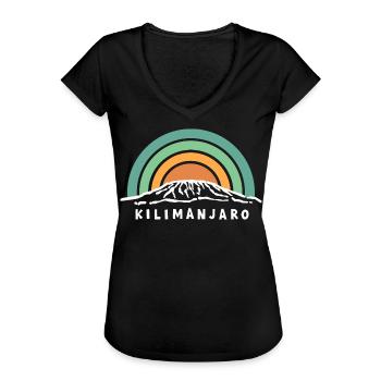 Kilimandjaro Kilimandjaro Kenya Tanzanie Souvenir - T-shirt vintage Femme - noir - Devant - Danielle (179cm)