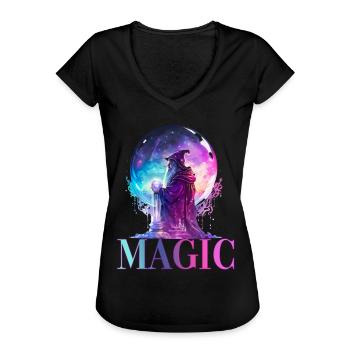Magischer Zauberer mit Glaskugel für einen - Frauen Vintage T-Shirt - Schwarz - Vorne - Danielle (179cm)