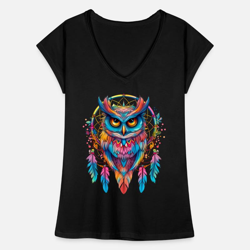 Eule Traumfänger Vogel Federn Frauen Vintage T-Shirt