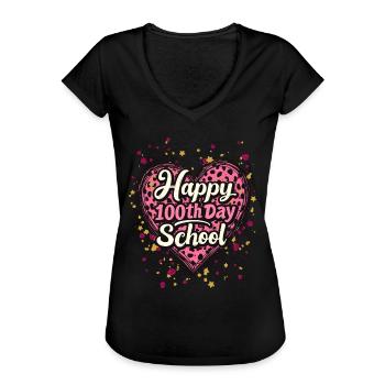 Happy One Hundred Day School für eine Lehrer und - Frauen Vintage T-Shirt - Schwarz - Vorne - Danielle (179cm)
