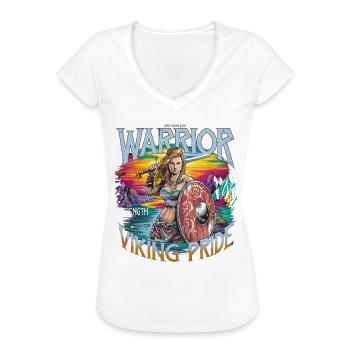 Warrior Spirit and Viking Pride für Wikinger - Frauen Vintage T-Shirt - Schwarz - Vorne - Danielle (179cm)