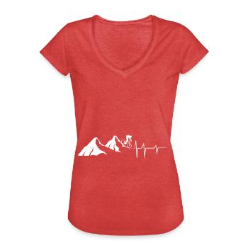 Heartbeat - Mountains - Mountain bikers - (2) - Women's Vintage T-Shirt - heather red - Front - Danielle (179cm)