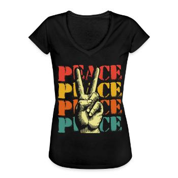 Peace Frieden Friedensbewegung - Frauen Vintage T-Shirt - Schwarz - Vorne - Danielle (179cm)