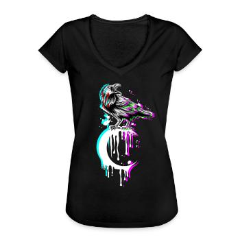 Tarot Card Krähe Moon Vaporwave Okkultes Rabe Goth - Frauen Vintage T-Shirt - Schwarz - Vorne - Danielle (179cm)