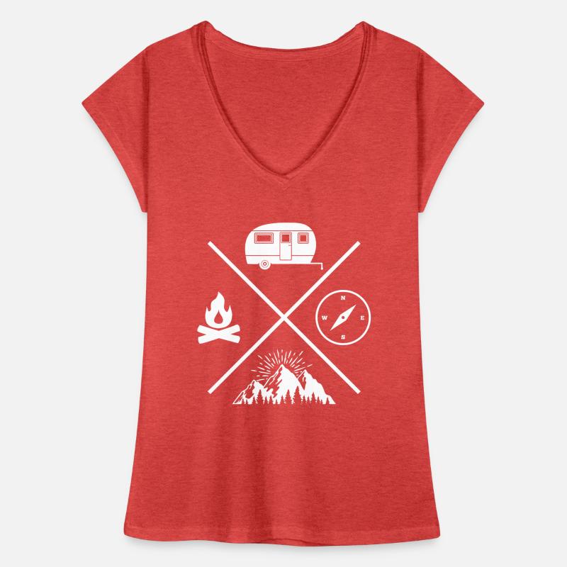 camping caravan campfire compass T-shirt vintage Femme