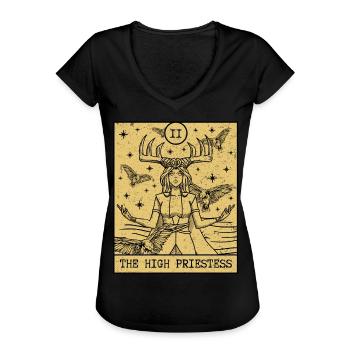 Tarot Card Aesthetic The High Priestess Occult - Women's Vintage T-Shirt - black - Front - Danielle (179cm)