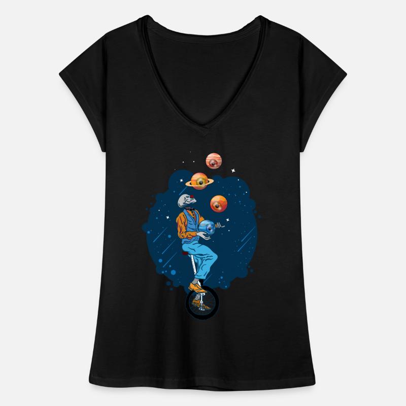 Weirdcore Aesthetic Skeleton Eyeball Planets Women's Vintage T-Shirt