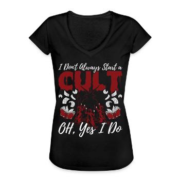 Funny Cult Occult - Women's Vintage T-Shirt - black - Front - Danielle (179cm)