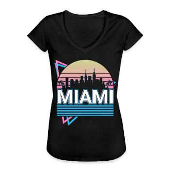 Miami City Skyline Cityscape Rétro - T-shirt vintage Femme - noir - Devant - Danielle (179cm)