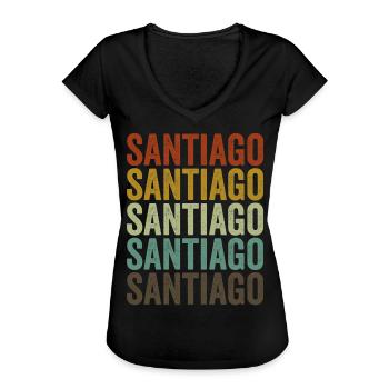 Santiago Chili Rétro Vintage - T-shirt vintage Femme - noir - Devant - Danielle (179cm)