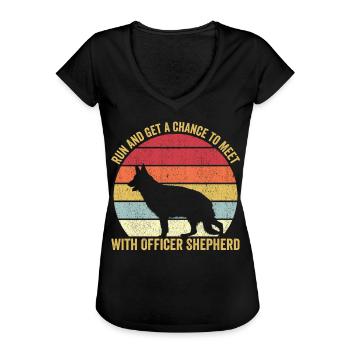 Polizist Polizeihund Vintage - Frauen Vintage T-Shirt - Schwarz - Vorne - Danielle (179cm)