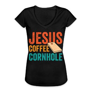 Cornhole Corn Hole Retro - Frauen Vintage T-Shirt - Schwarz - Vorne - Danielle (179cm)