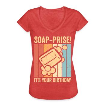 Fabricant de savon amusant - T-shirt vintage Femme - rouge chiné - Devant - Danielle (179cm)