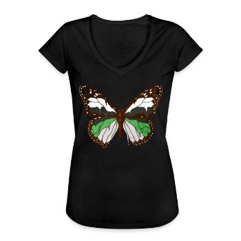 Demiromantique Fierté Drapeau Papillon Subtil L - T-shirt vintage Femme - noir - Devant - Danielle (179cm)