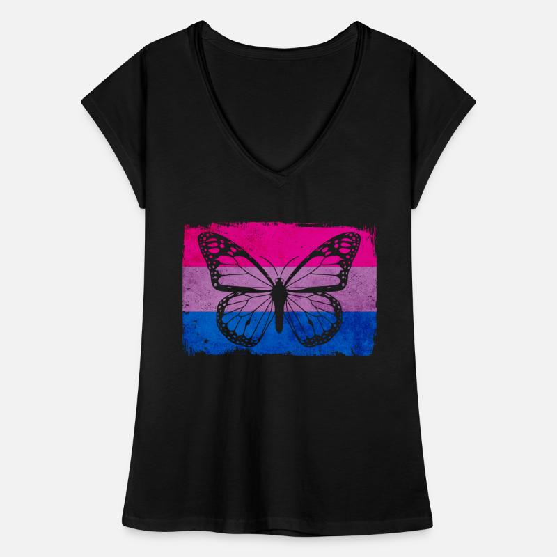Bi Pride Bisexual Flag Butterfly Sublte LGB Women's Vintage T-Shirt