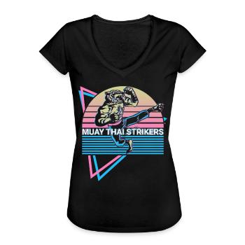 Muay Thai Kickboxen Retro - Frauen Vintage T-Shirt - Schwarz - Vorne - Danielle (179cm)