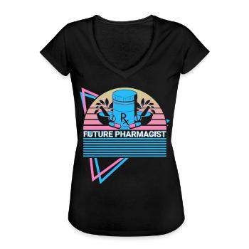 Pharmacie Futur Pharmacien Rétro - T-shirt vintage Femme - noir - Devant - Danielle (179cm)