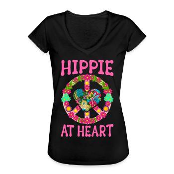 Frieden Groovy - Frauen Vintage T-Shirt - Schwarz - Vorne - Danielle (179cm)