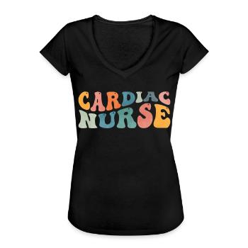 Groovy Cardiac Nurse Cardiac Cardiology Nursing - Women's Vintage T-Shirt - black - Front - Danielle (179cm)