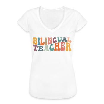 Groovy Bilingual Teacher Zweisprachiger Unterricht - Frauen Vintage T-Shirt - Schwarz - Vorne - Danielle (179cm)