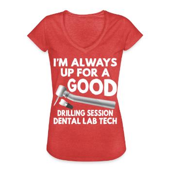 Funny Drilling Session Dentallabortechniker - Frauen Vintage T-Shirt - Rot meliert - Vorne - Danielle (179cm)
