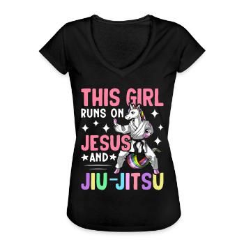 BJJ Girls Martial Arts - Women's Vintage T-Shirt - black - Front - Danielle (179cm)