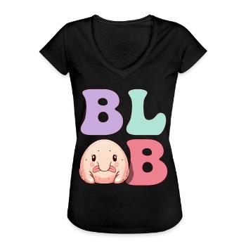 Funny Blob Fish - Women's Vintage T-Shirt - black - Front - Danielle (179cm)