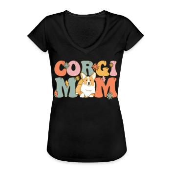 Groovy Corgi Mom Hundemutter - Frauen Vintage T-Shirt - Schwarz - Vorne