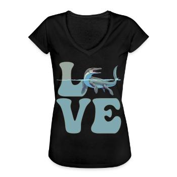 Mosasaurus Dinosaurier - Frauen Vintage T-Shirt - Schwarz - Vorne - Danielle (179cm)