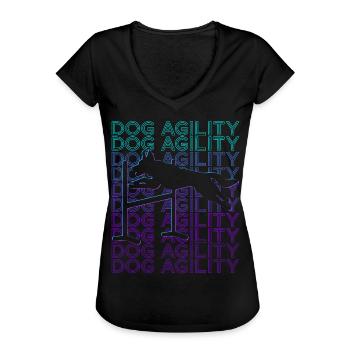 Dog Agility Dog Trainer Retro - Women's Vintage T-Shirt - black - Front - Danielle (179cm)