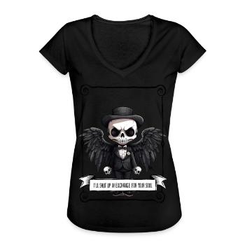 Angel - Skull - Frauen Vintage T-Shirt - Schwarz - Vorne - Danielle (179cm)