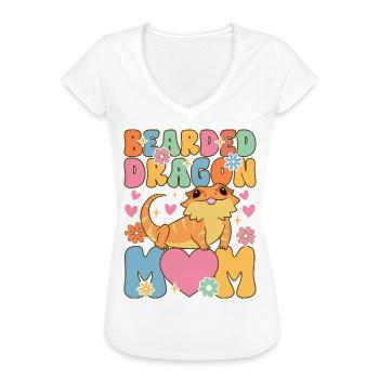 Bearded Dragon Mama Groovy Lézard Amoureux - T-shirt vintage Femme - noir - Devant - Danielle (179cm)