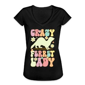 furet fou dame groovy furet maman - T-shirt vintage Femme - noir - Devant - Danielle (179cm)