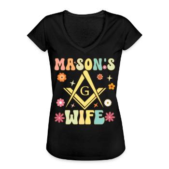 Franc-maçon Groovy Franc-maçonnerie Franc-maçonnerie - T-shirt vintage Femme - noir - Devant - Danielle (179cm)