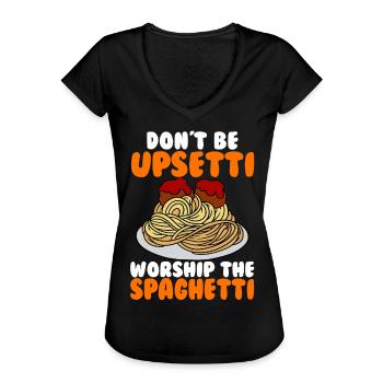 Fliegendes Spaghettimonster FSM - Frauen Vintage T-Shirt - Schwarz - Vorne - Danielle (179cm)