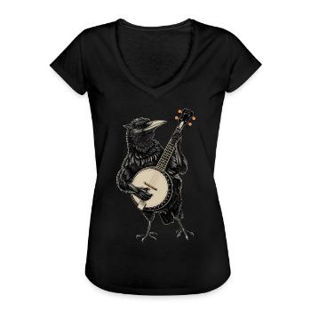 Crow Raven Bluegrass Banjo Spieler - Frauen Vintage T-Shirt - Schwarz - Vorne